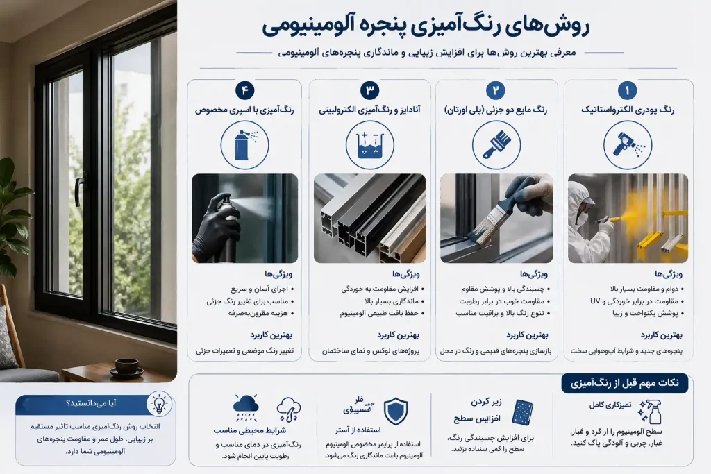 روش های رنگ‌آمیزی پنجره آلومینیومی